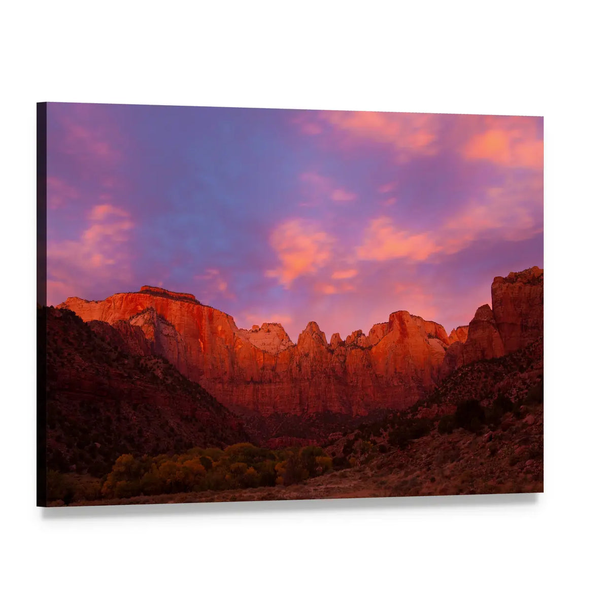 Red Rock Canyon at Sunset Canvas Wall Art, single panel gallery wrapped canvas, angled product view