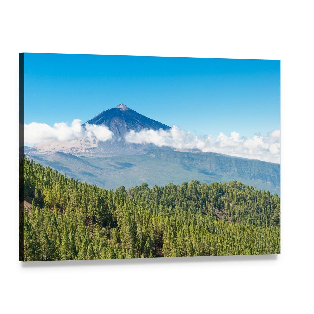 Mount Teide Volcano and Pine Forest Canvas Wall Art, single panel gallery wrapped canvas, angled product view