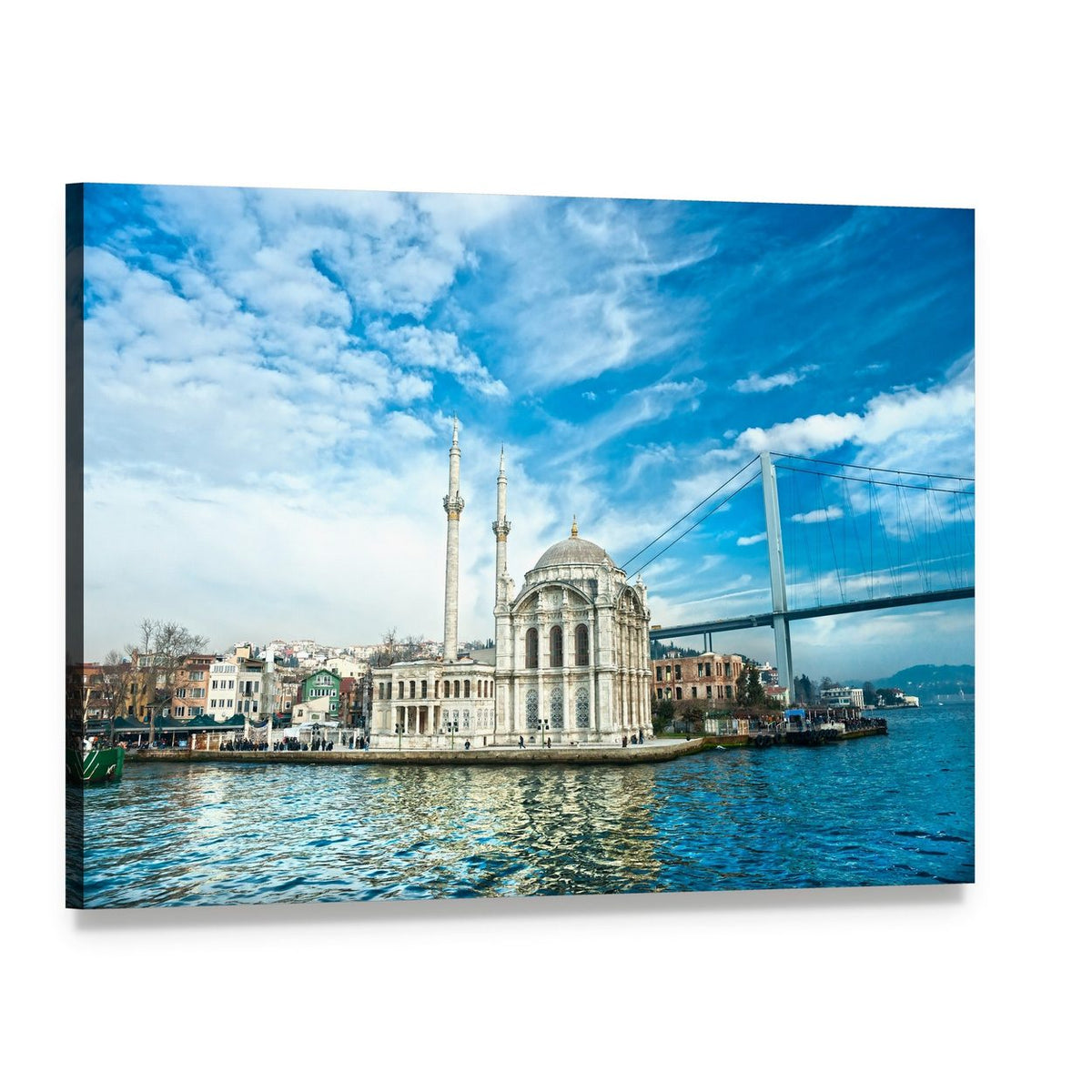 Ortakoy Mosque Canvas Wall Art, single panel gallery wrapped canvas, angled product view