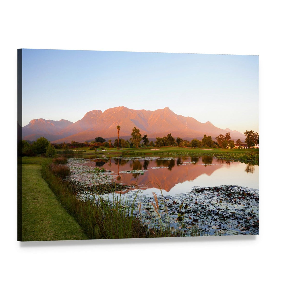Lake George South Africa Landscape Canvas Wall Art, single panel gallery wrapped canvas, angled product view