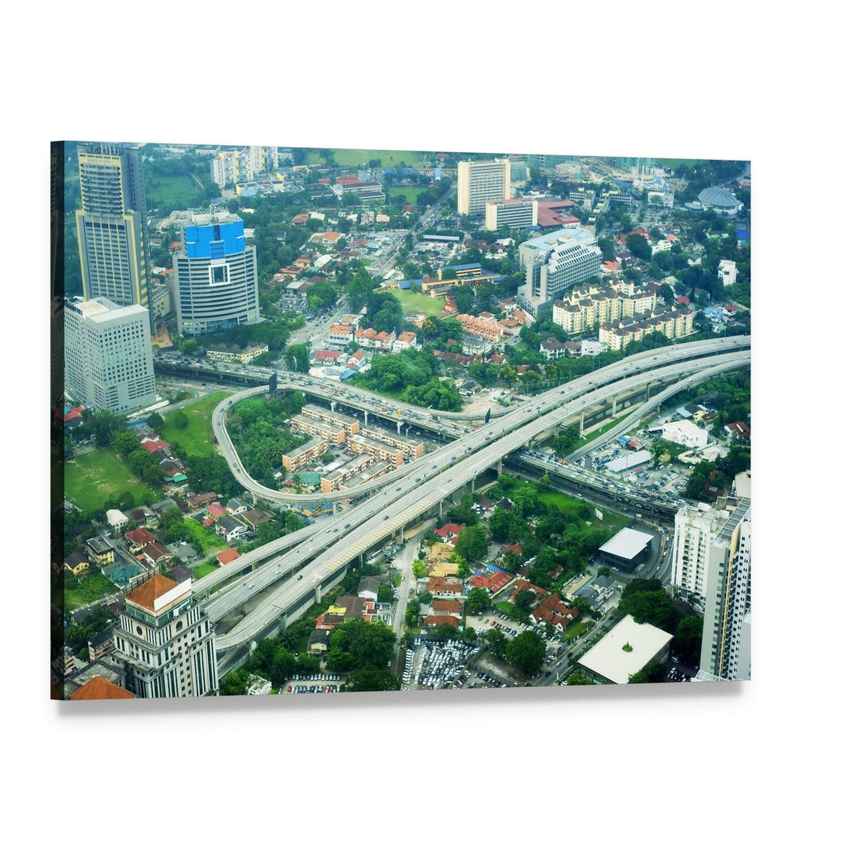 Kuala Lumpur Cityscape in Dynamic Aerial View Canvas Wall Art, single panel gallery wrapped canvas, angled product view