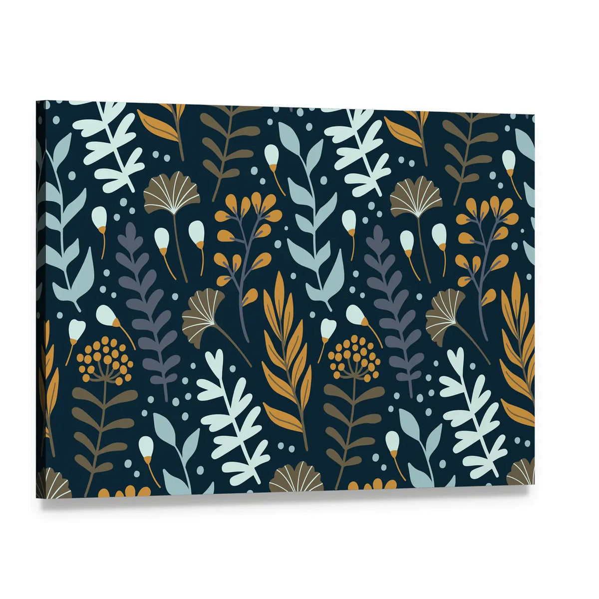Wild Floral Elements Canvas Wall Art, single panel gallery wrapped canvas, angled product view