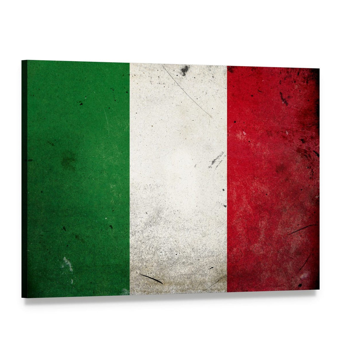 Vintage Italian Flag with Distressed Texture Canvas Wall Art, single panel gallery wrapped canvas, angled product view