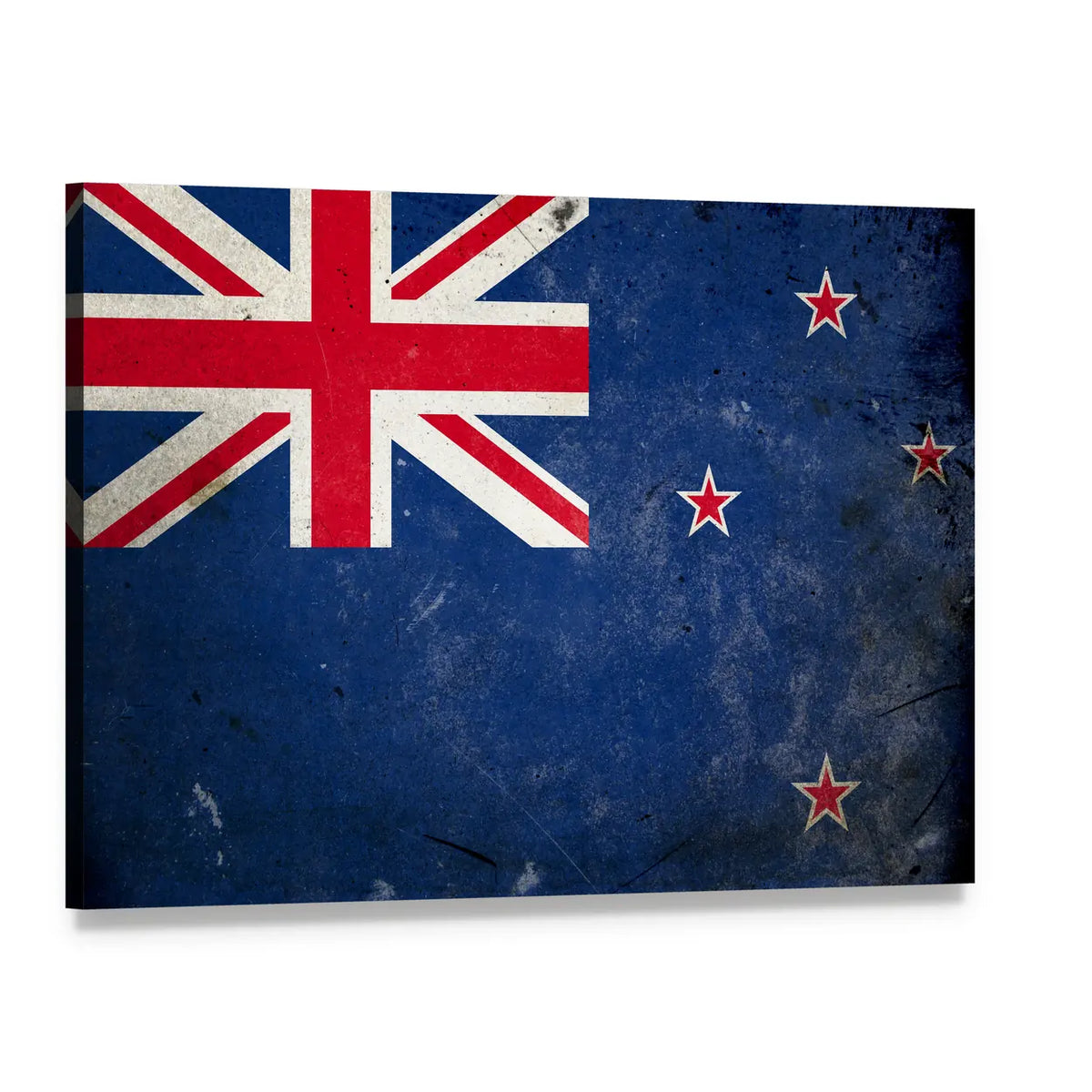 Weathered New Zealand Flag Canvas Wall Art, single panel gallery wrapped canvas, angled product view