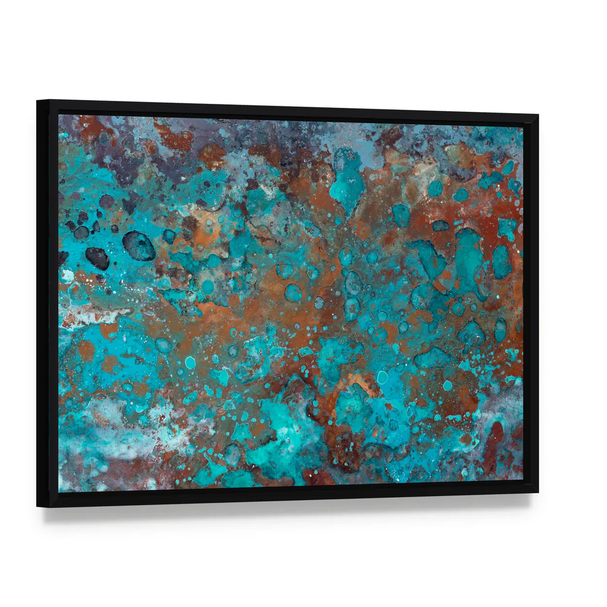 Liquid Brushstrokes Textures Canvas Wall Art, framed canvas in a black floater frame, angled product view