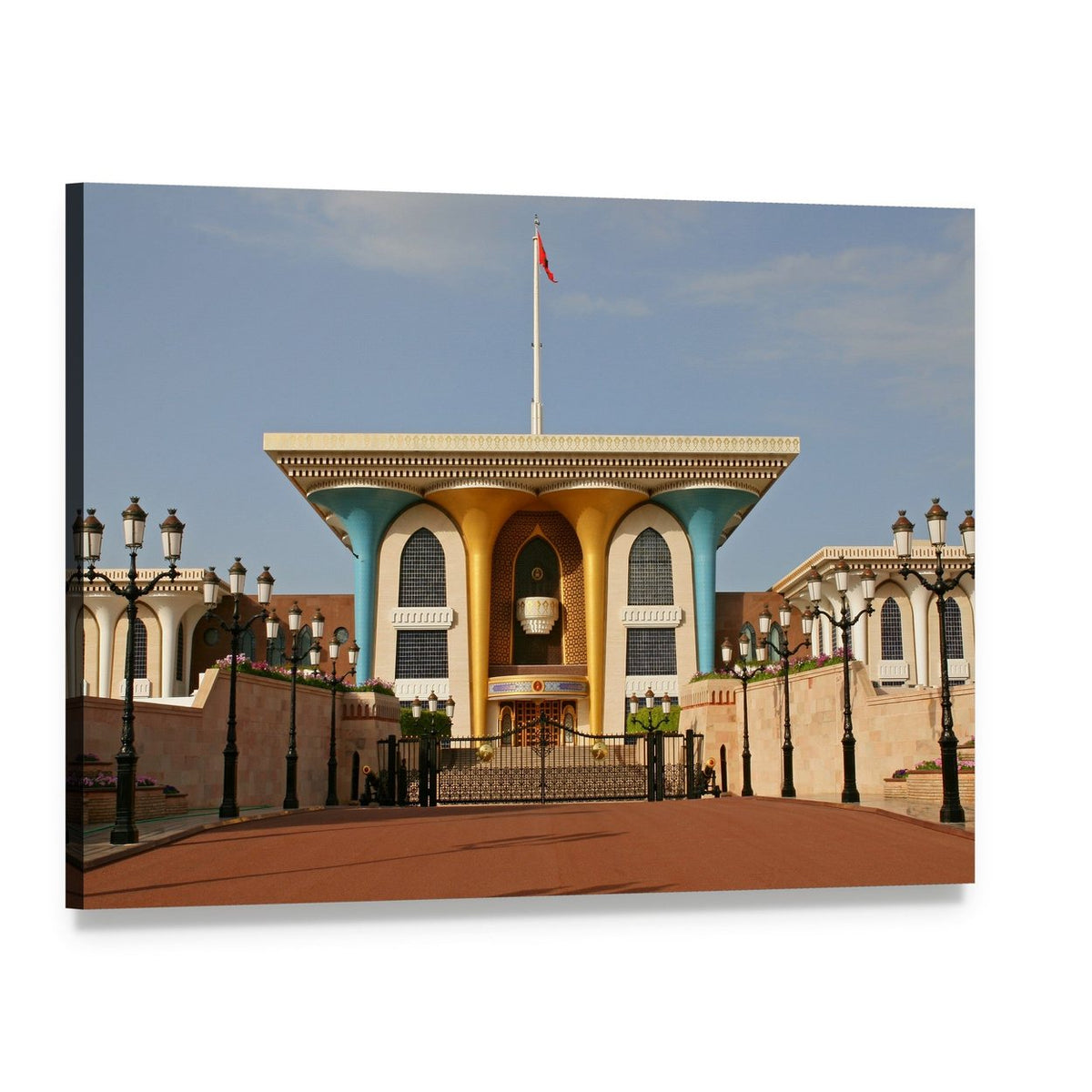 Palace of Sultan Al Qaboos, Muscat Canvas Wall Art, single panel gallery wrapped canvas, angled product view