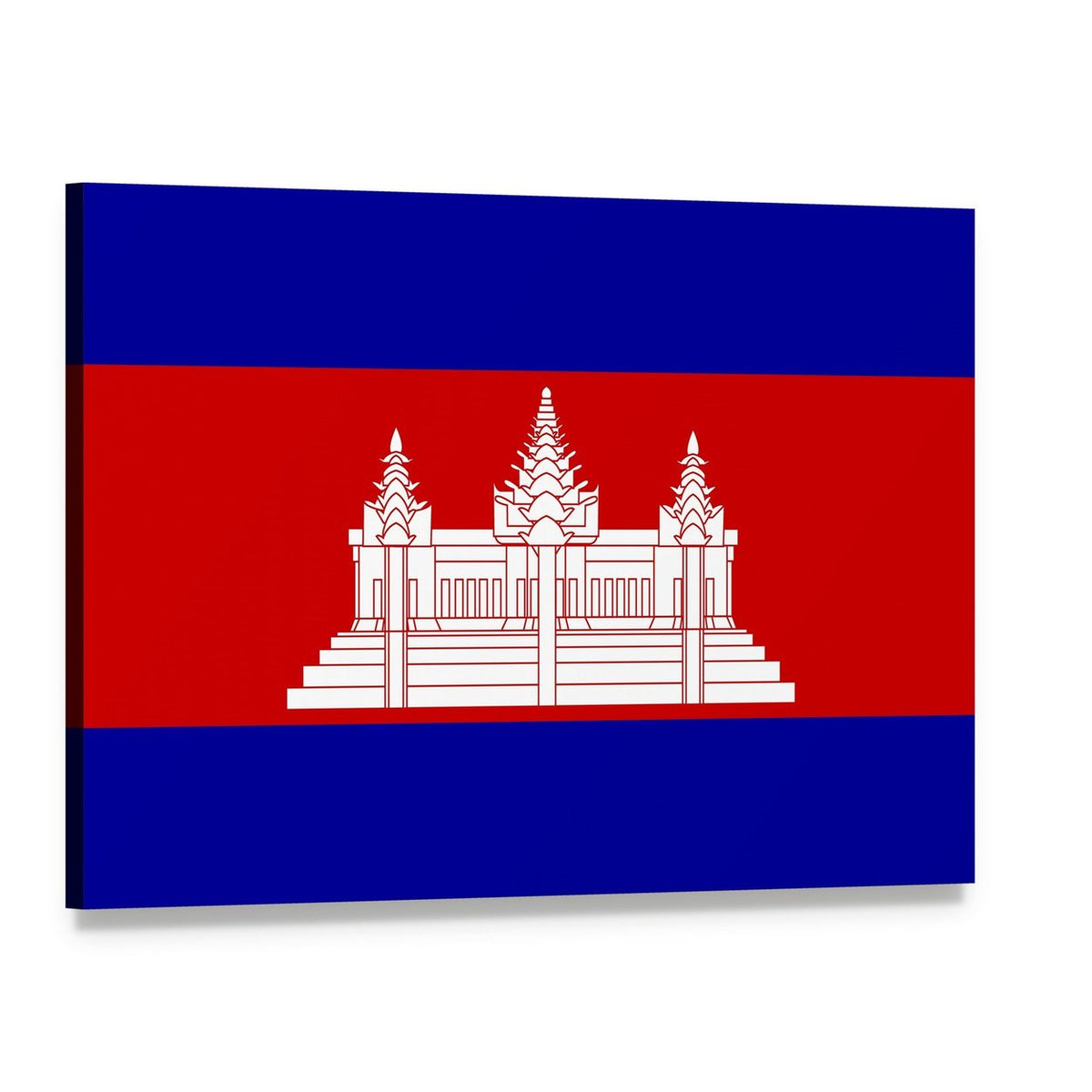 Cambodia Flag with Angkor Wat Canvas Wall Art, single panel gallery wrapped canvas, angled product view