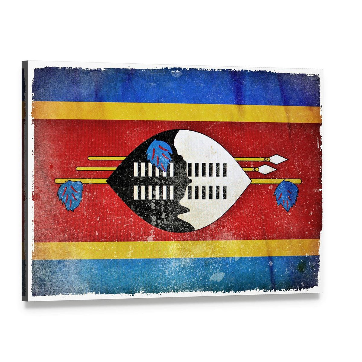 Swaziland Grunge Flag Canvas Wall Art, single panel gallery wrapped canvas, angled product view