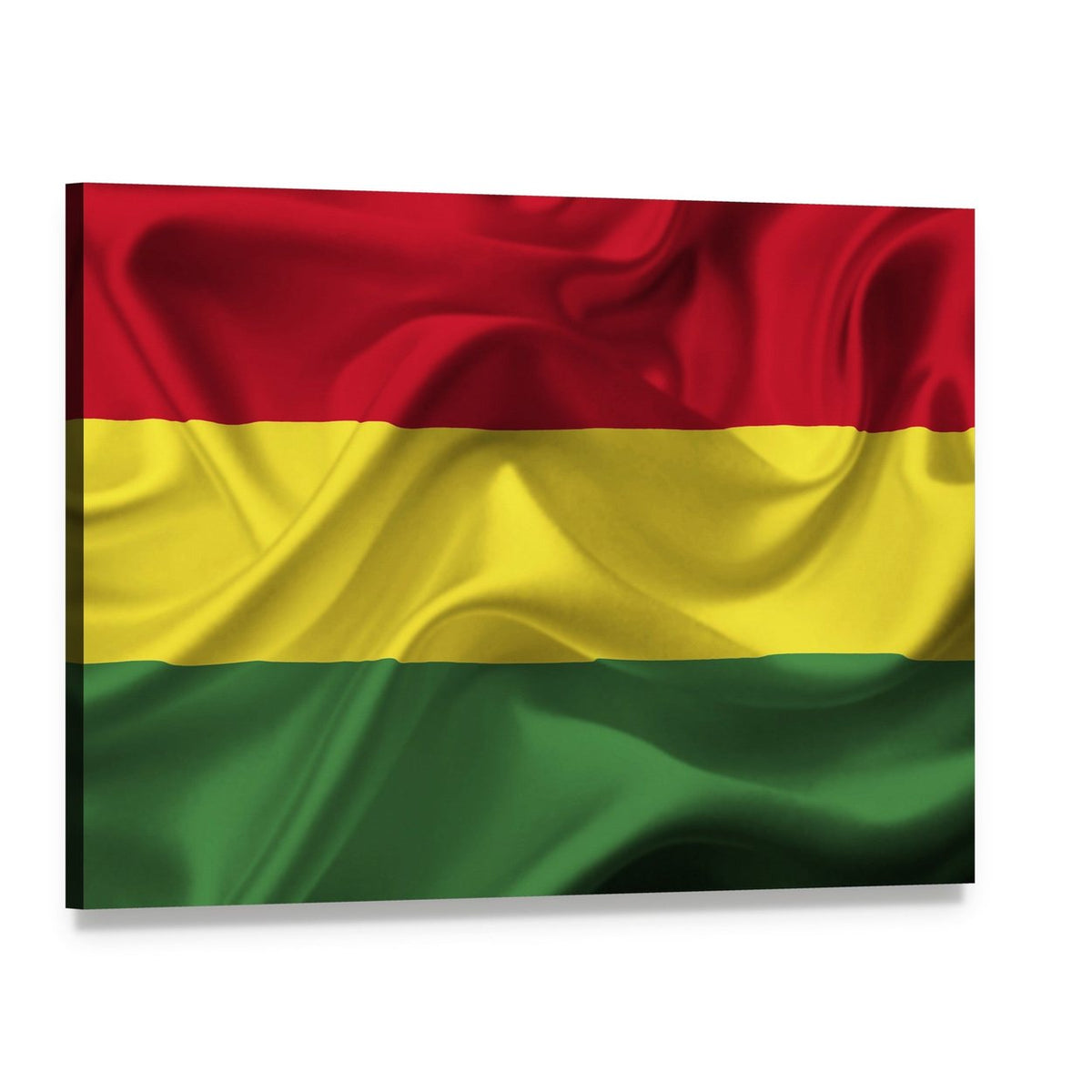 Waving Bolivian Flag Canvas Wall Art, single panel gallery wrapped canvas, angled product view