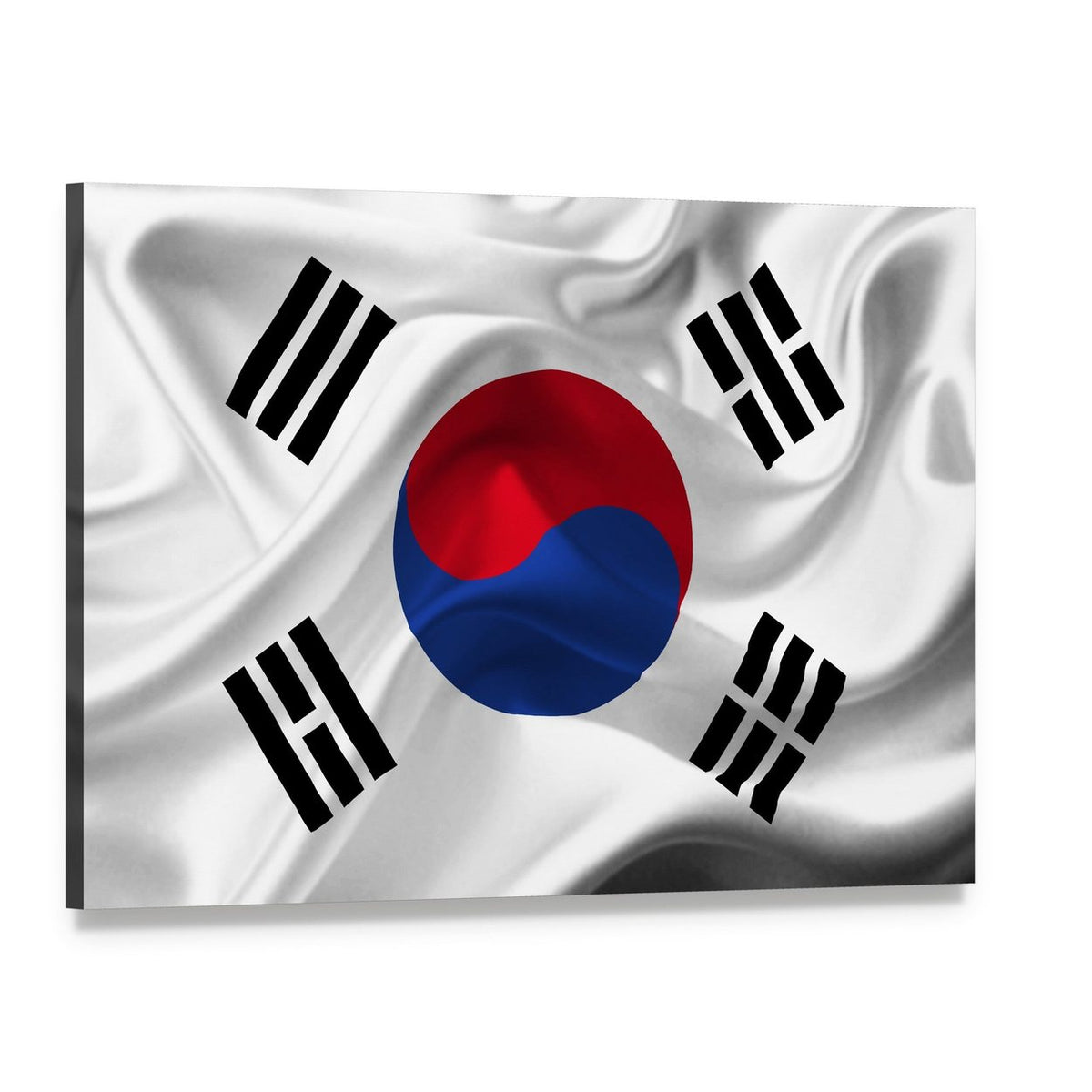 Waving South Korean Flag Canvas Wall Art, single panel gallery wrapped canvas, angled product view