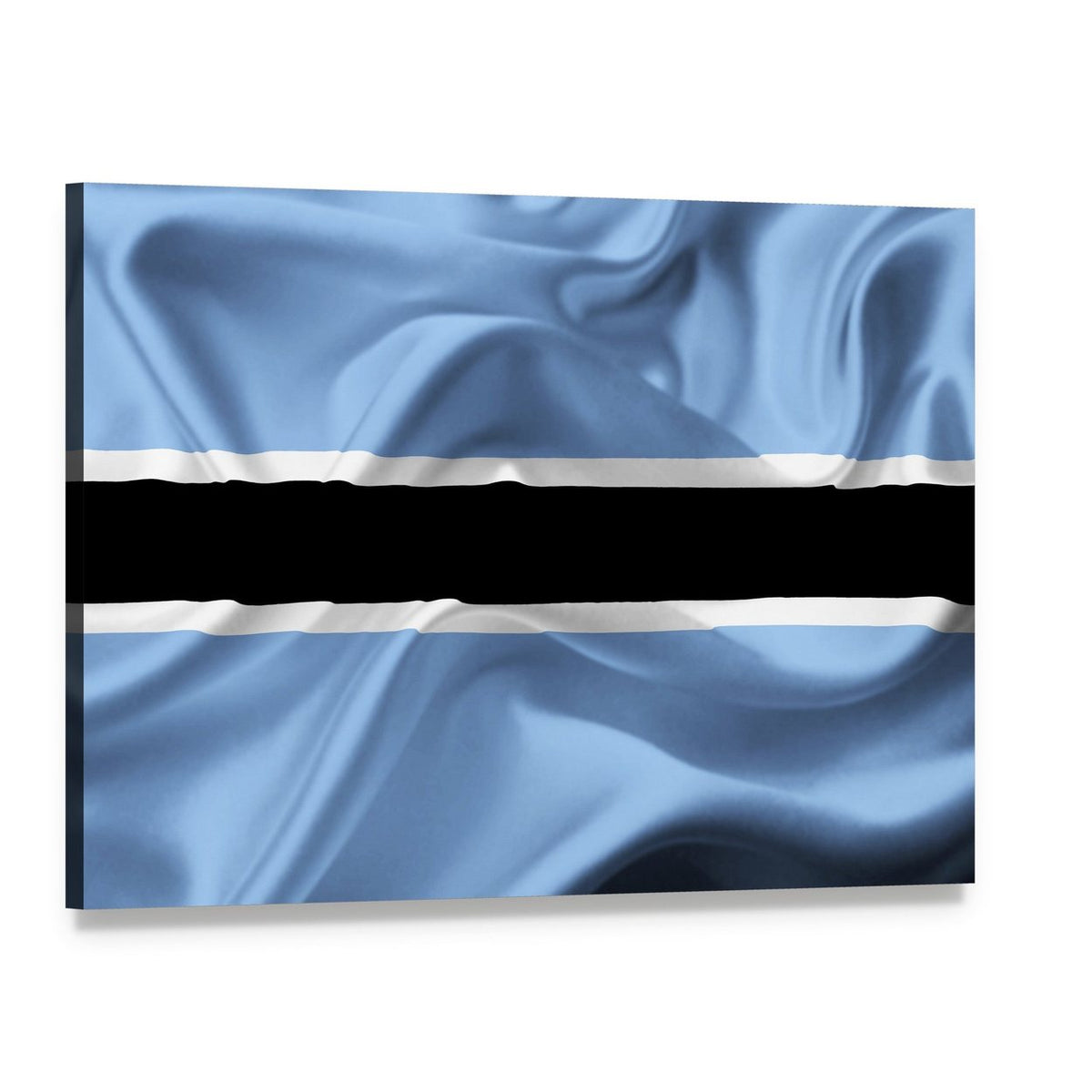 Waving Botswana Flag Canvas Wall Art, single panel gallery wrapped canvas, angled product view