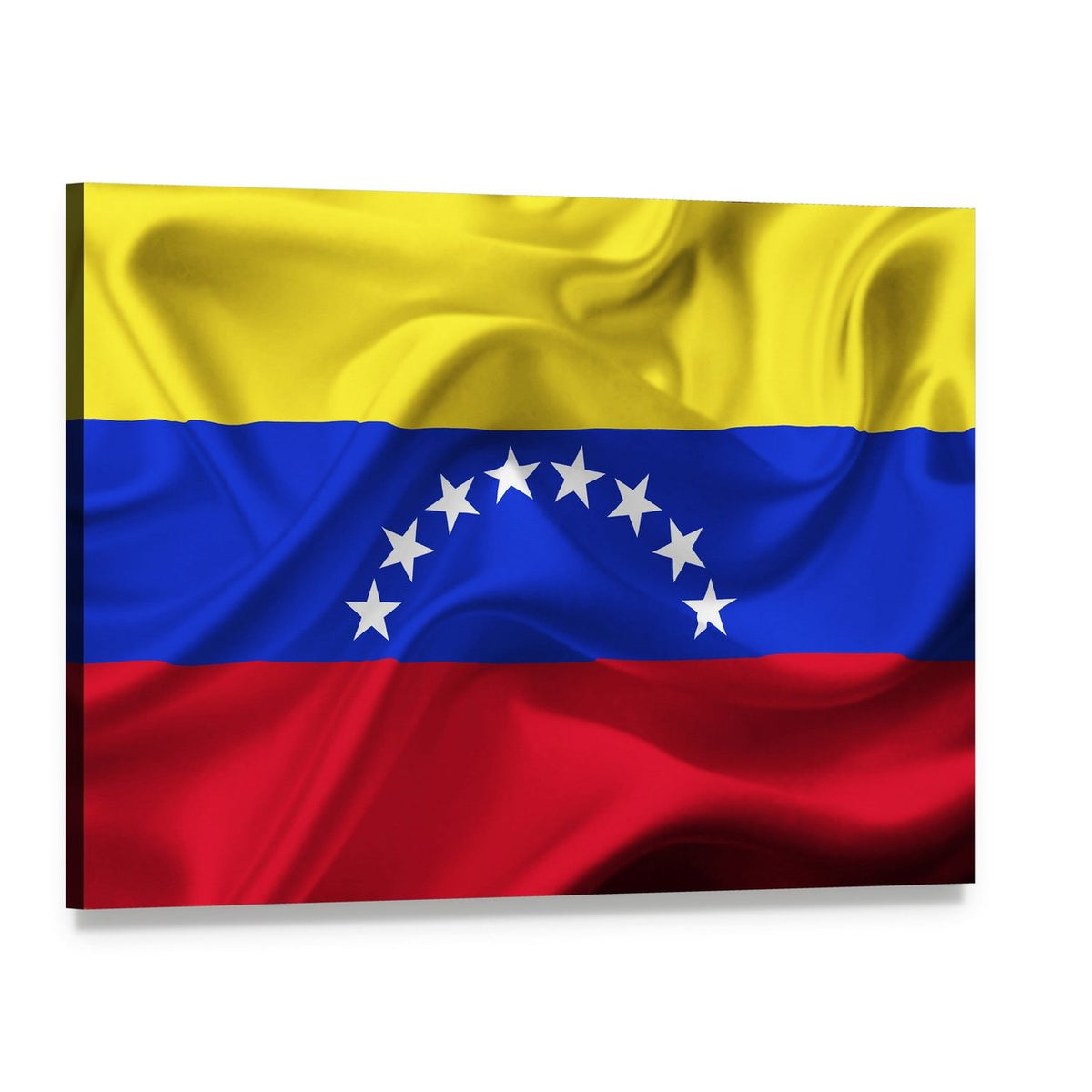 Venezuelan Waving Flag with Seven Stars Canvas Wall Art, single panel gallery wrapped canvas, angled product view