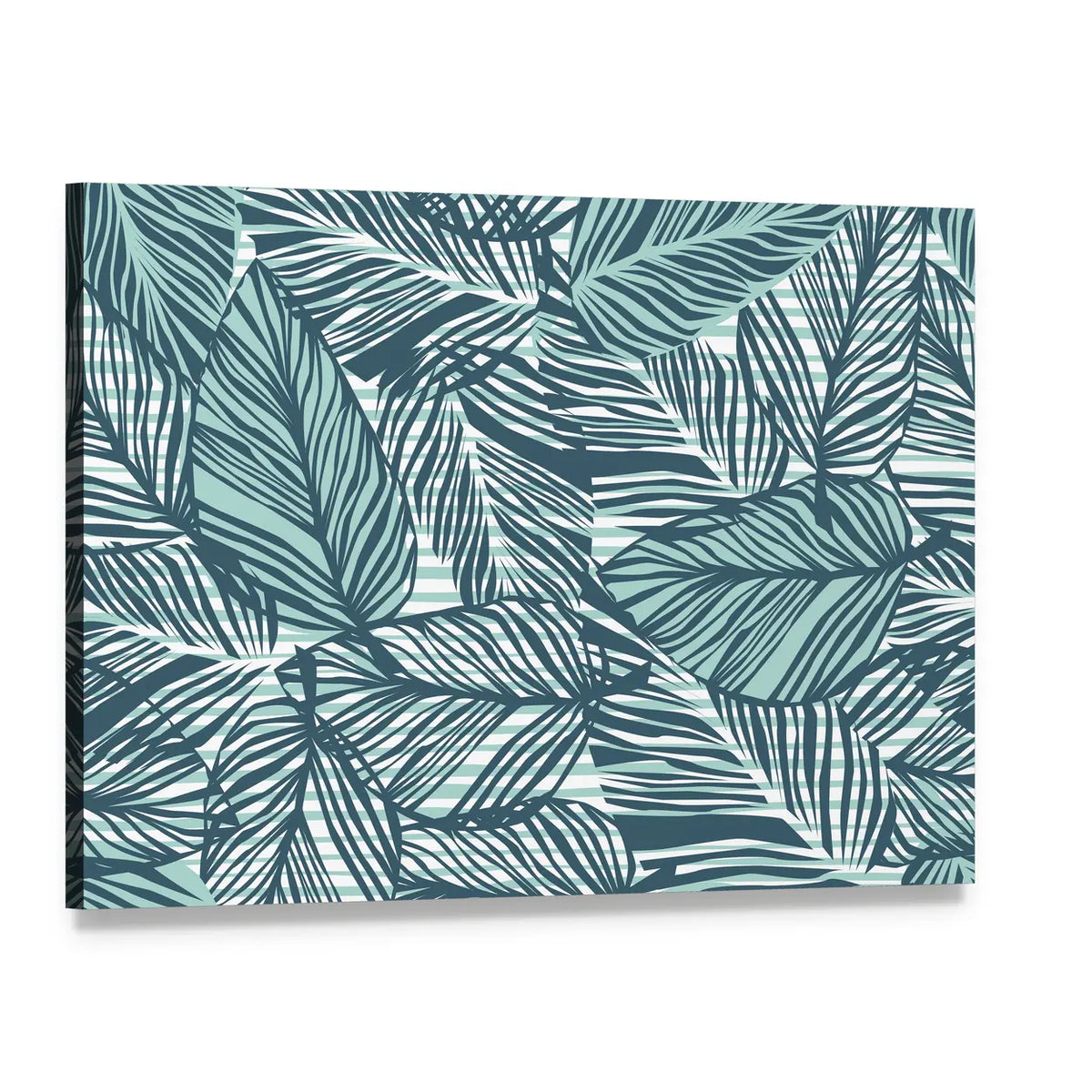 Seamless Palm Leaves Pattern Canvas Wall Art, single panel gallery wrapped canvas, angled product view