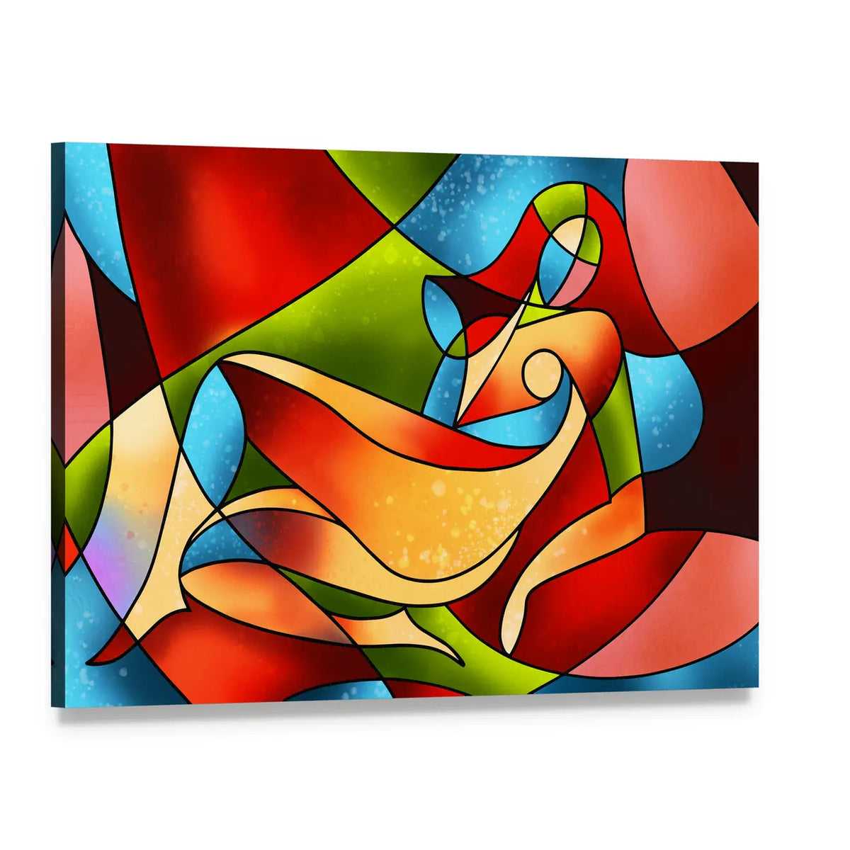 Stained Glass Female Figure Canvas Wall Art, single panel gallery wrapped canvas, angled product view