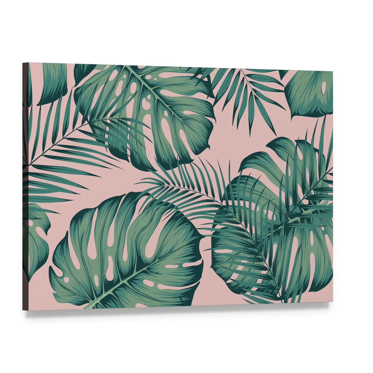 Areca Palm Leaf Design Canvas Wall Art, single panel gallery wrapped canvas, angled product view
