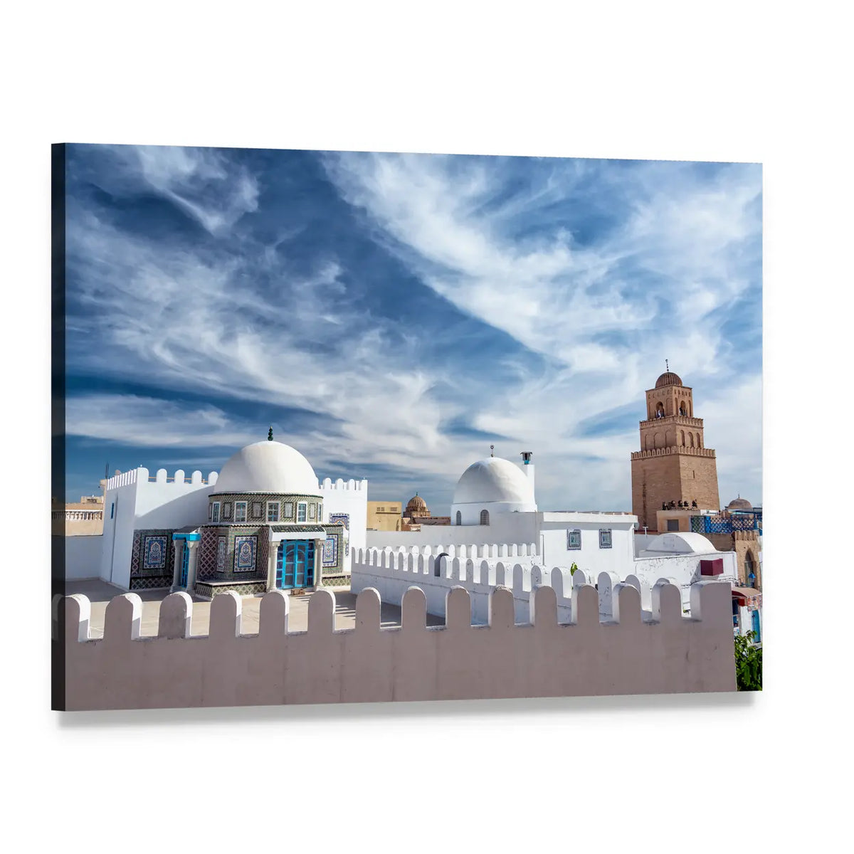 Great Mosque In Kairouan Tunisia Canvas Wall Art, single panel gallery wrapped canvas, angled product view