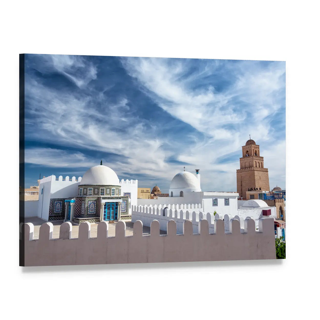 Great Mosque In Kairouan Tunisia Canvas Wall Art, single panel gallery wrapped canvas, angled product view