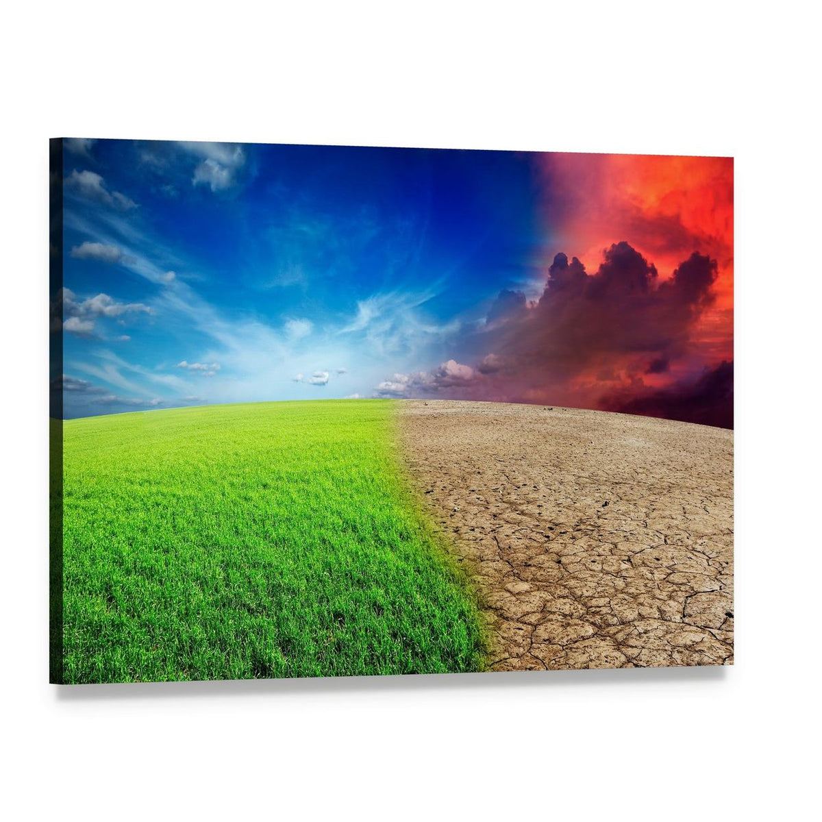 Contrasting Landscape of Climate Change Canvas Wall Art, single panel gallery wrapped canvas, angled product view