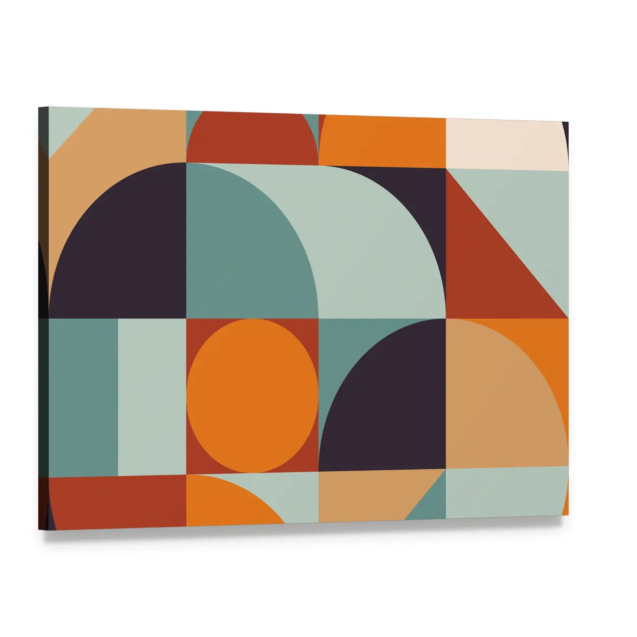 Scandinavian Geometric Abstract Canvas Wall Art, single panel gallery wrapped canvas, angled product view