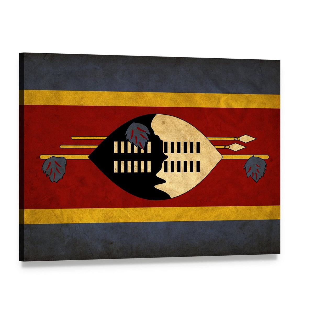 Eswatini Grunge Flag Canvas Wall Art, single panel gallery wrapped canvas, angled product view