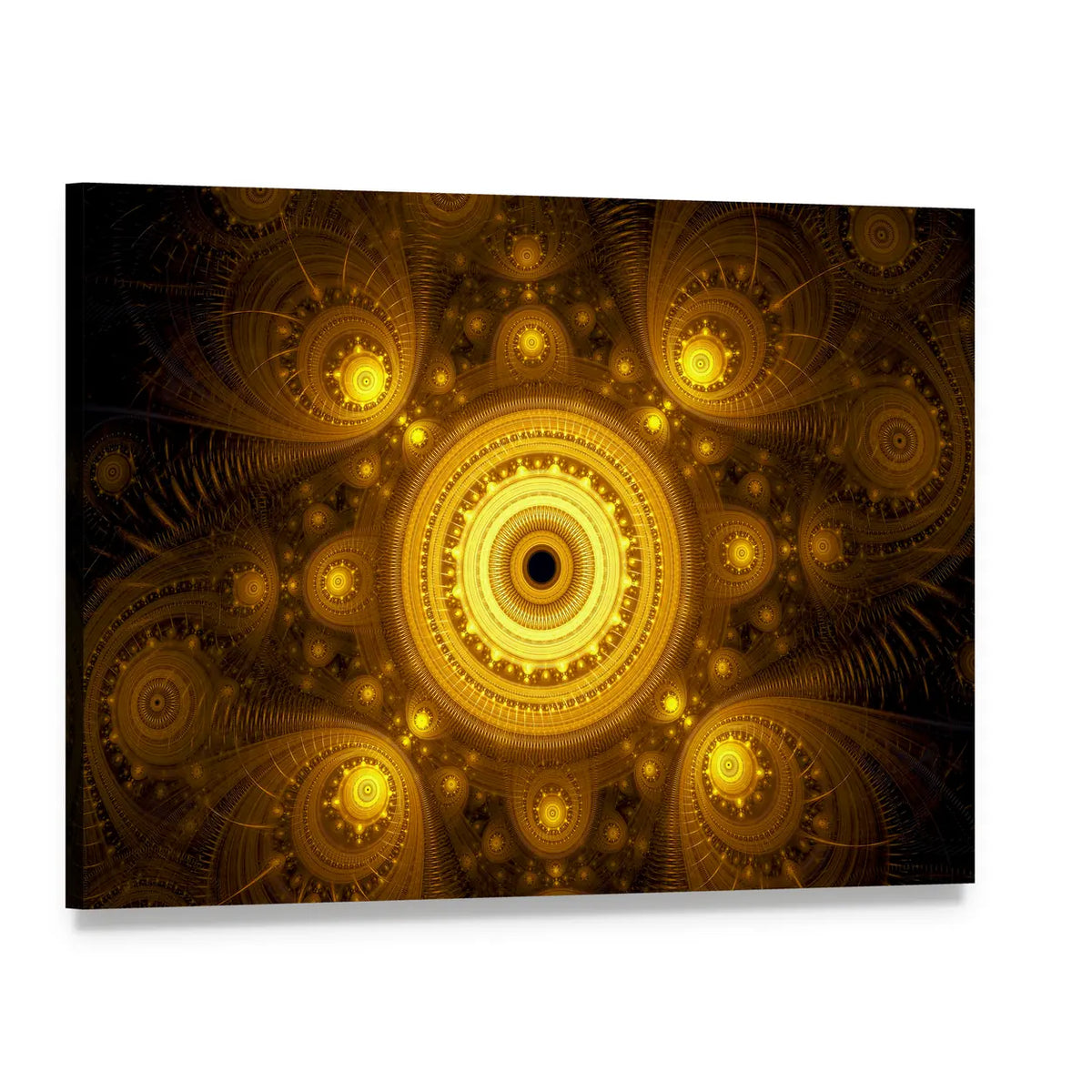 Fractal Mandala Canvas Wall Art, single panel gallery wrapped canvas, angled product view