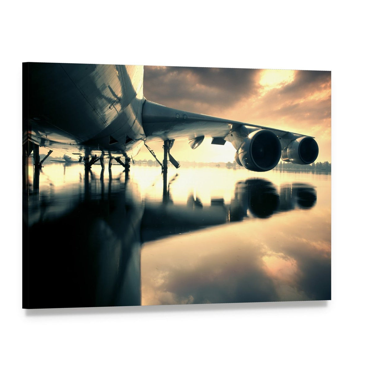 Airplane Over Water in Thailand Canvas Wall Art, single panel gallery wrapped canvas, angled product view