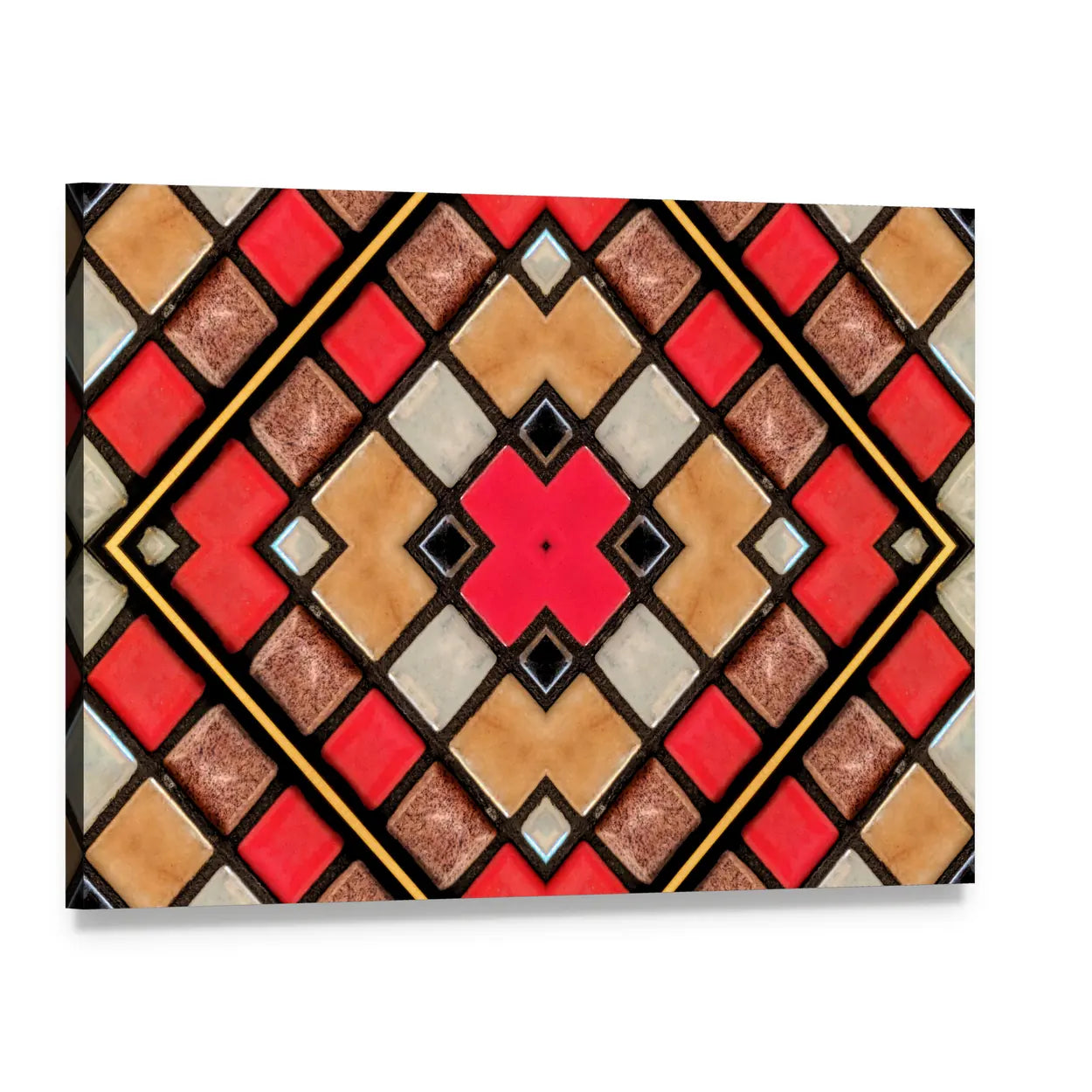 Small Cubic Tile Mosaic Canvas Wall Art, single panel gallery wrapped canvas, angled product view