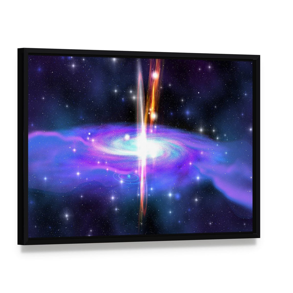 Gamma Ray Burst Canvas Wall Art, framed canvas in a black floater frame, angled product view