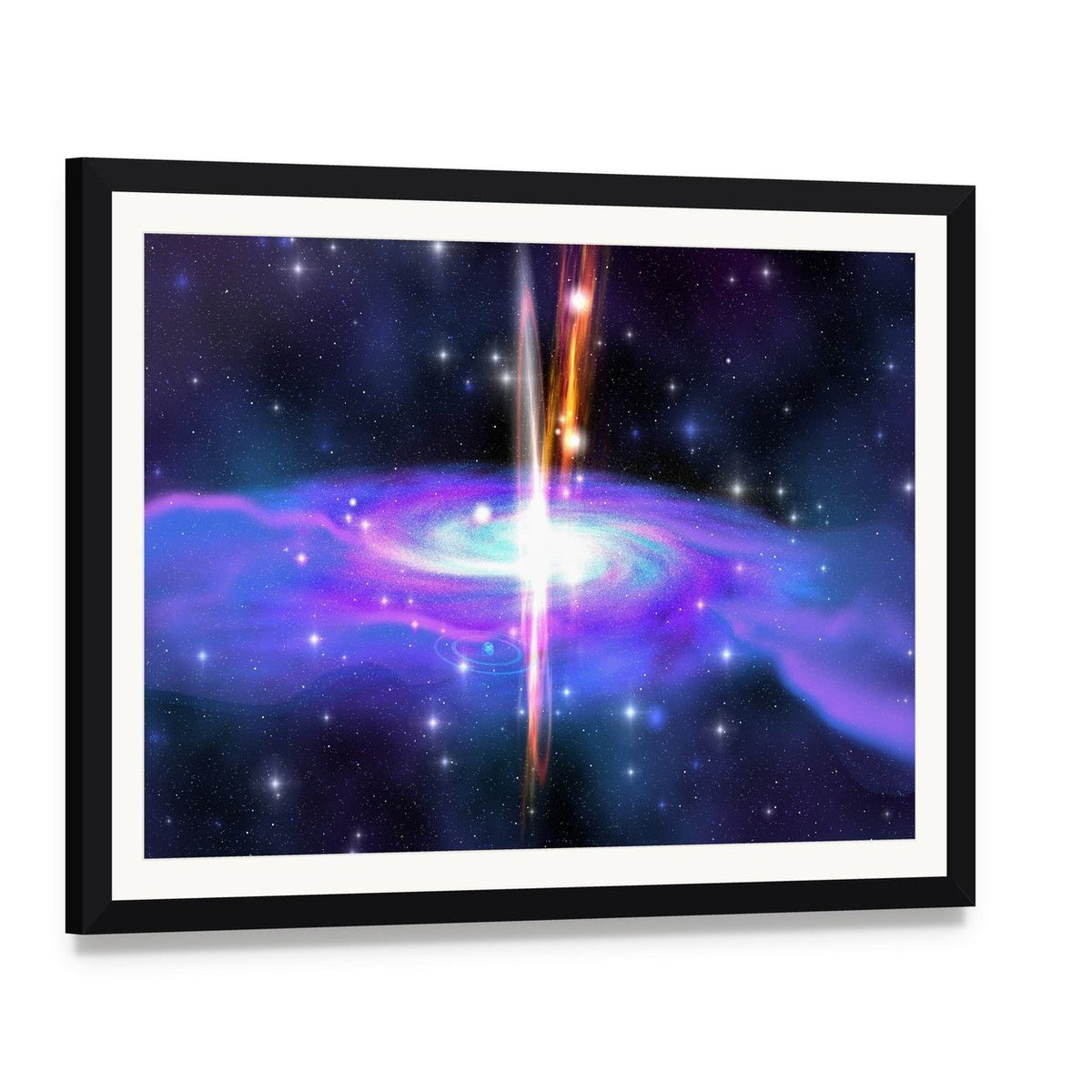 Gamma Ray Burst Canvas Wall Art, framed print with white mat and black frame, angled product view