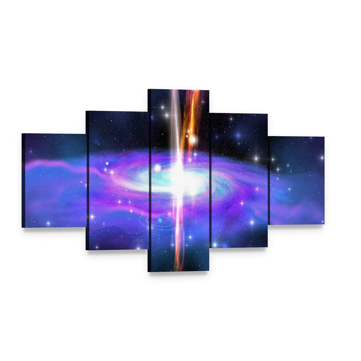 Gamma Ray Burst Canvas Wall Art, 5 panel 5 Star layout gallery wrapped canvas set, angled product view