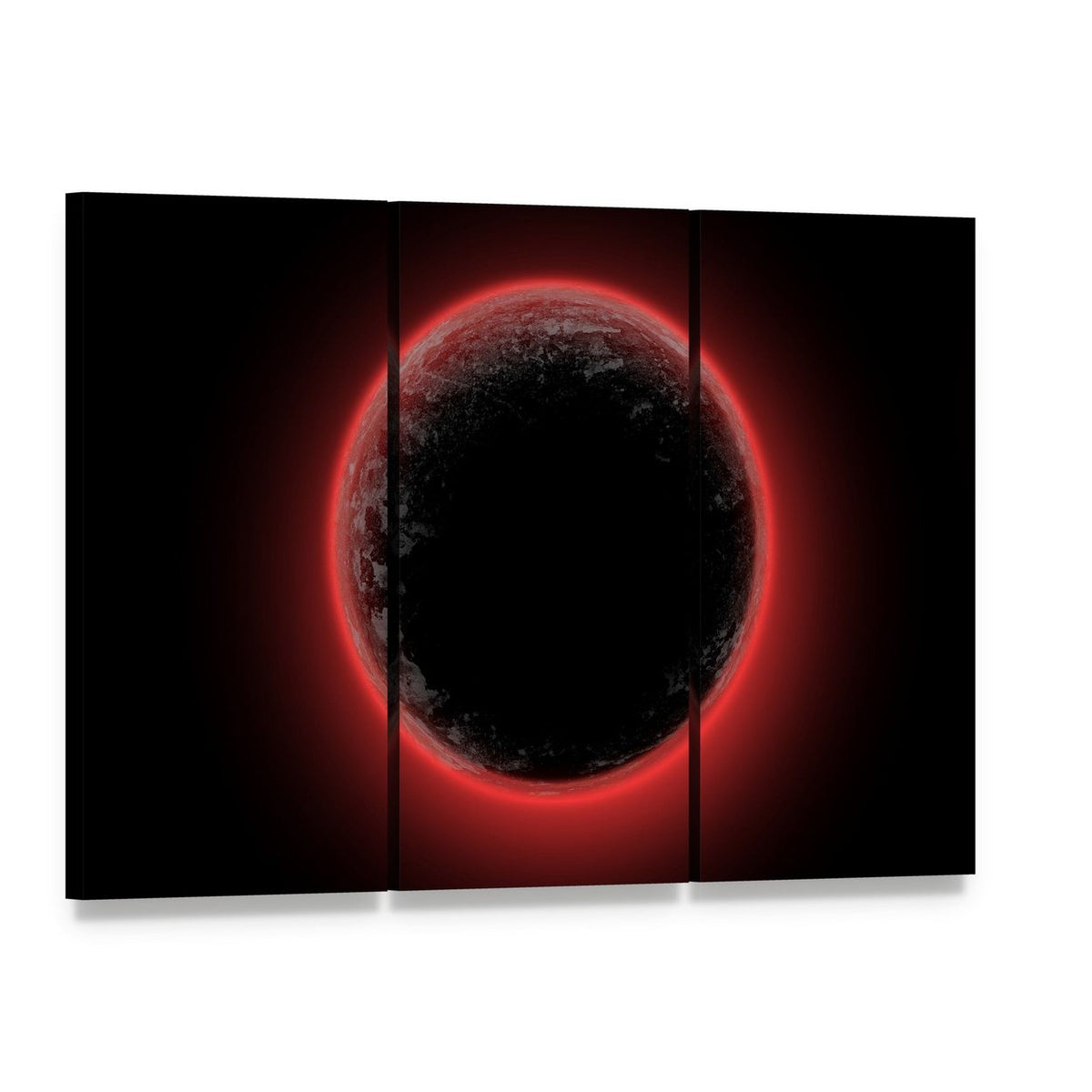 Red Planet from Deep Space Canvas Wall Art, 3 panel 3 Horizontal layout gallery wrapped canvas set, angled product view