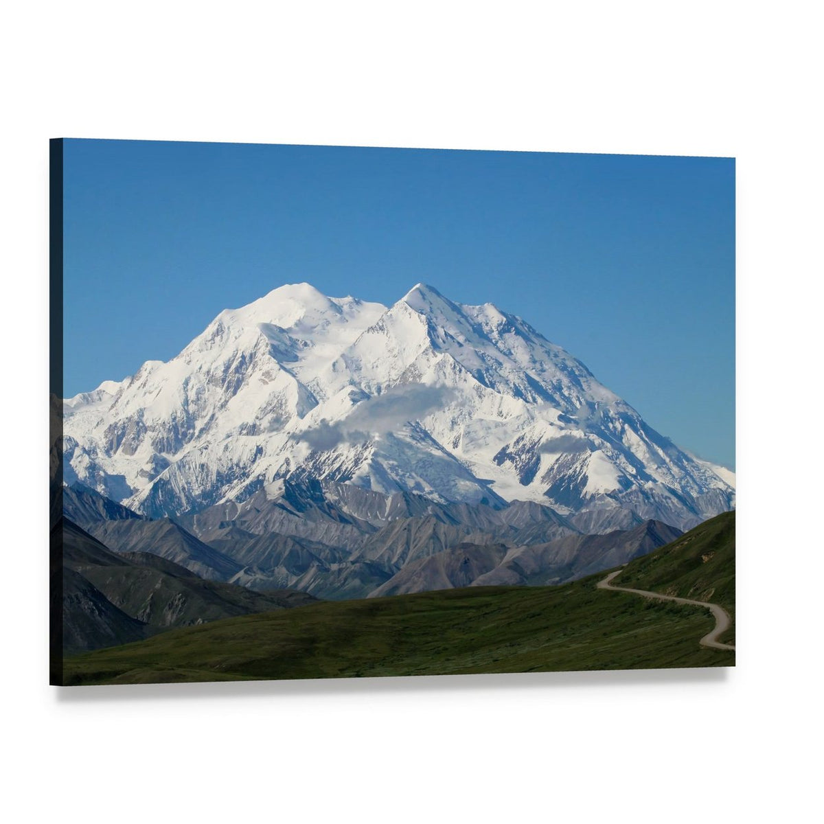 Majestic Mt Mckinley Under Clear Blue Sky Canvas Wall Art, single panel gallery wrapped canvas, angled product view