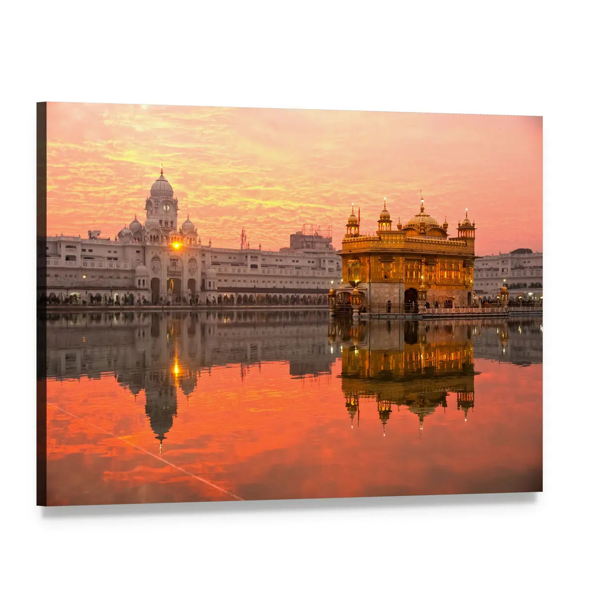 Golden Temple at Sunset, Amritsar Canvas Wall Art, single panel gallery wrapped canvas, angled product view