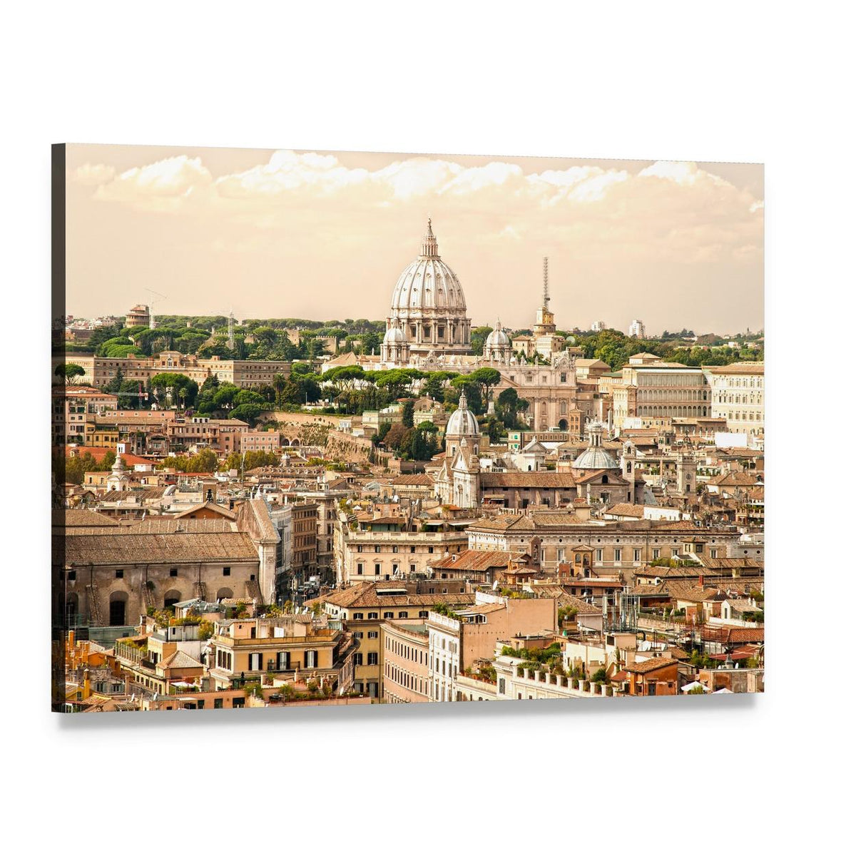 St. Peter's Basilica Cityscape Canvas Wall Art, single panel gallery wrapped canvas, angled product view