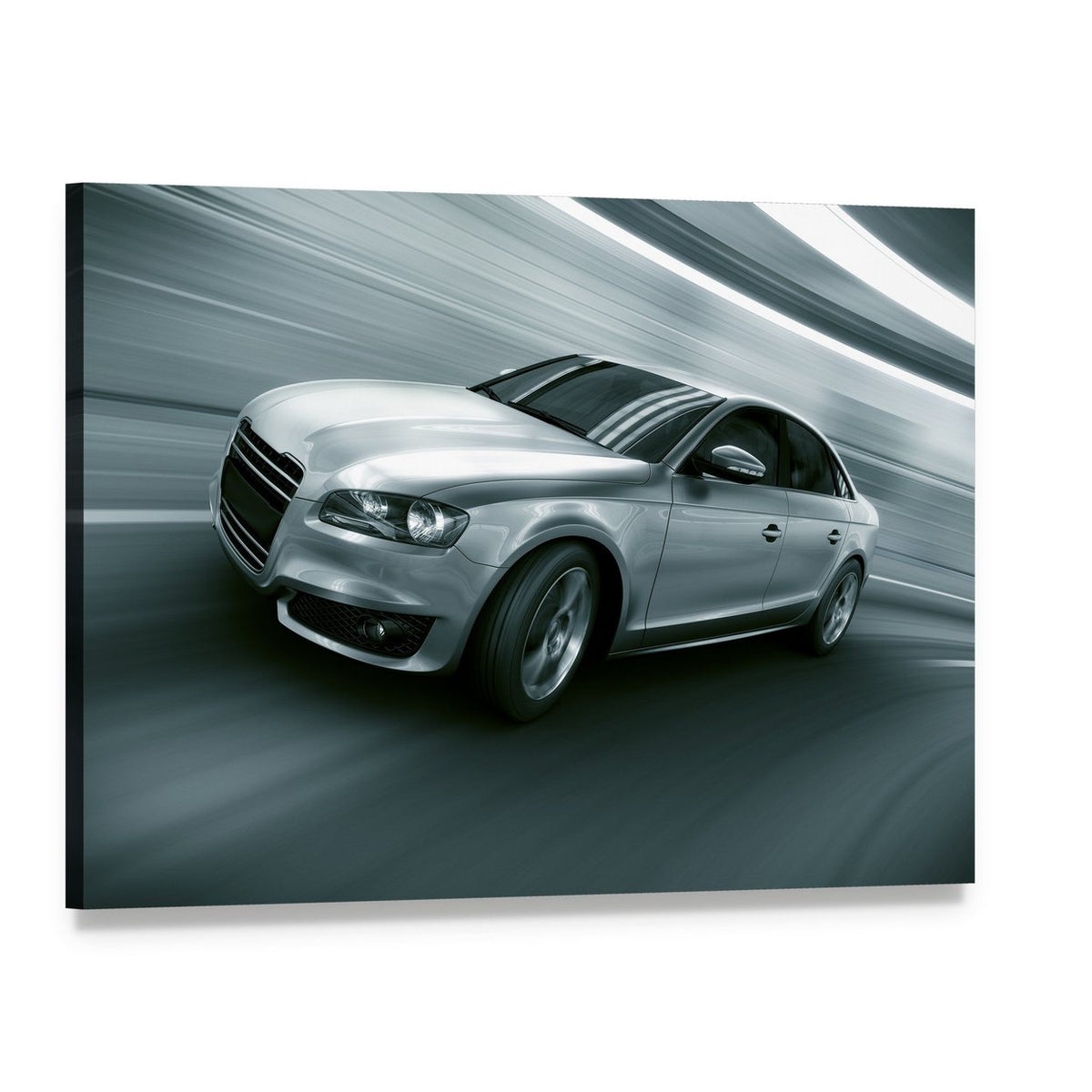 Dynamic Car in Motion Canvas Wall Art, single panel gallery wrapped canvas, angled product view