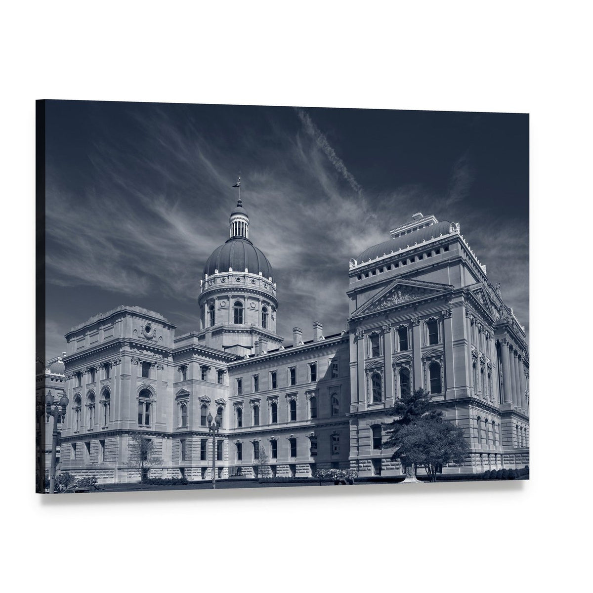 Indiana Capitol Building Architectural Photo Canvas Wall Art, single panel gallery wrapped canvas, angled product view
