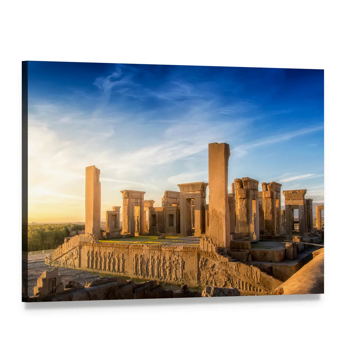 Persepolis Achaemenid Empire Ruins Canvas Wall Art, single panel gallery wrapped canvas, angled product view