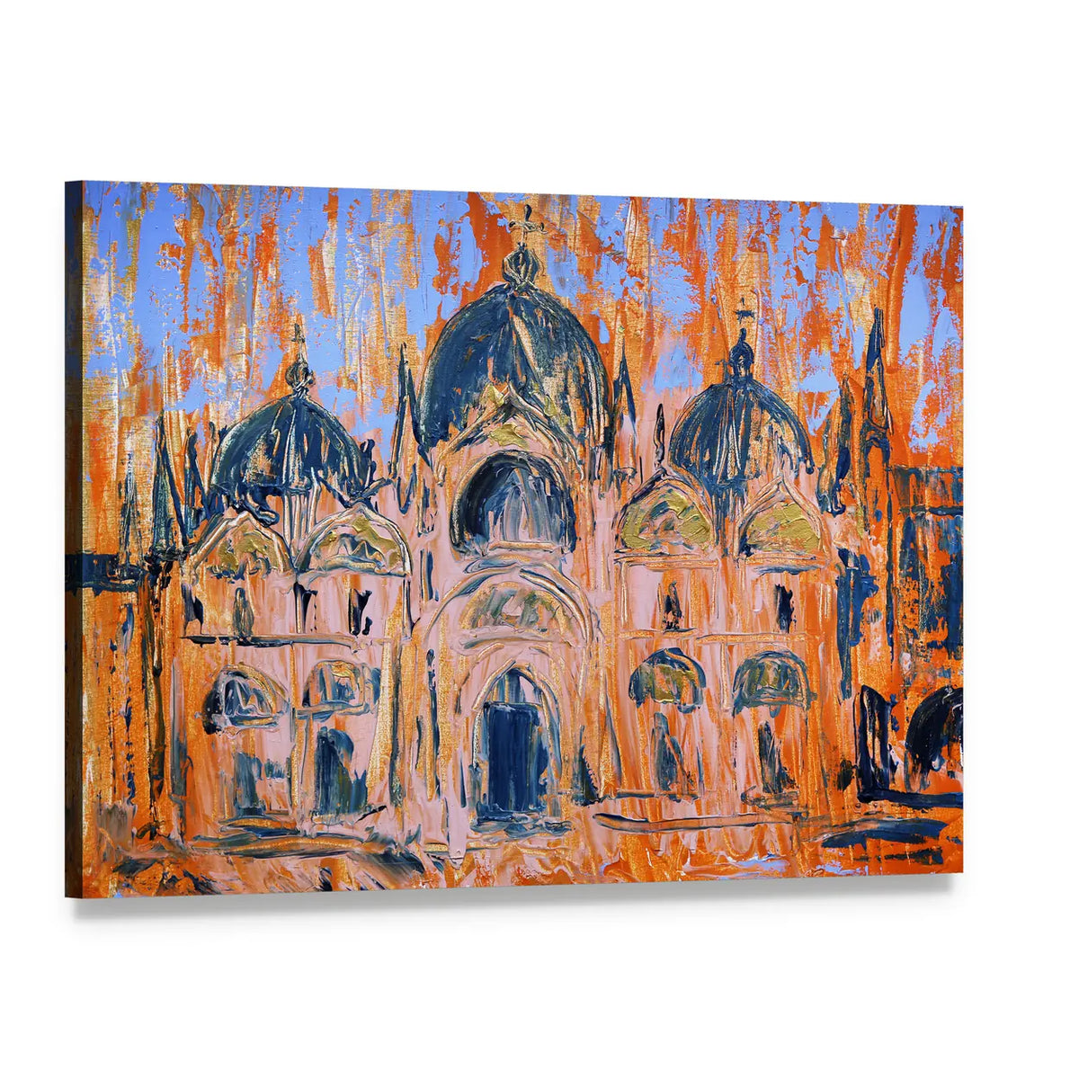 San Marco Square Church, Venice Painterly Study Canvas Wall Art, single panel gallery wrapped canvas, angled product view
