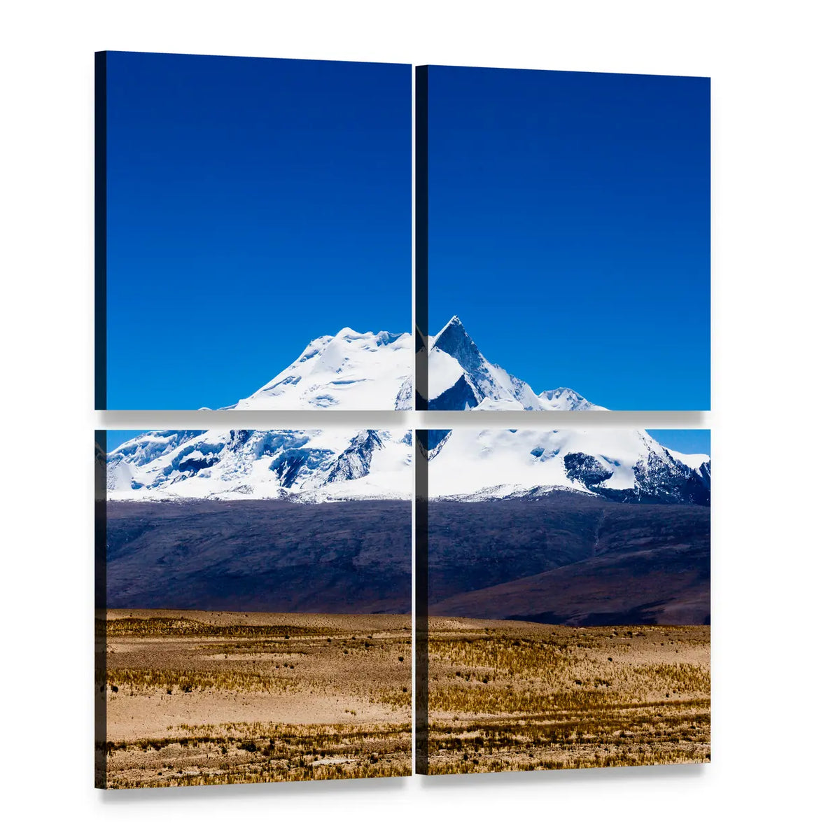 Mt Shishapangma Snow-capped Peak Canvas Wall Art, 4 panel 4 Square layout gallery wrapped canvas set, angled product view