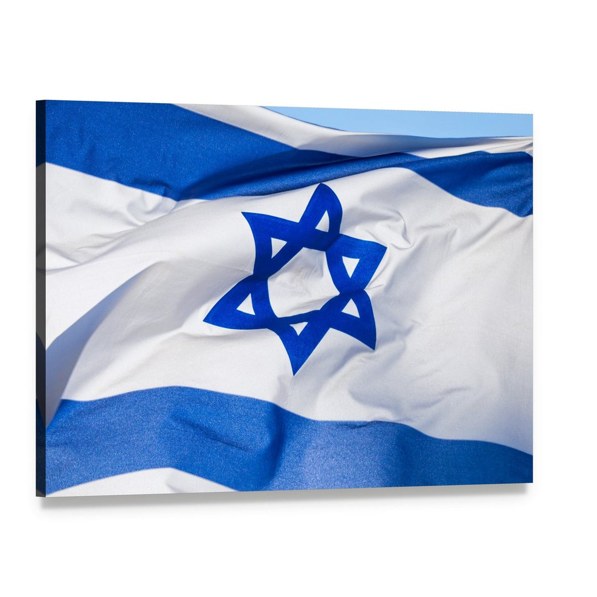 Israeli Flag Close-up with Star of David Canvas Wall Art, single panel gallery wrapped canvas, angled product view