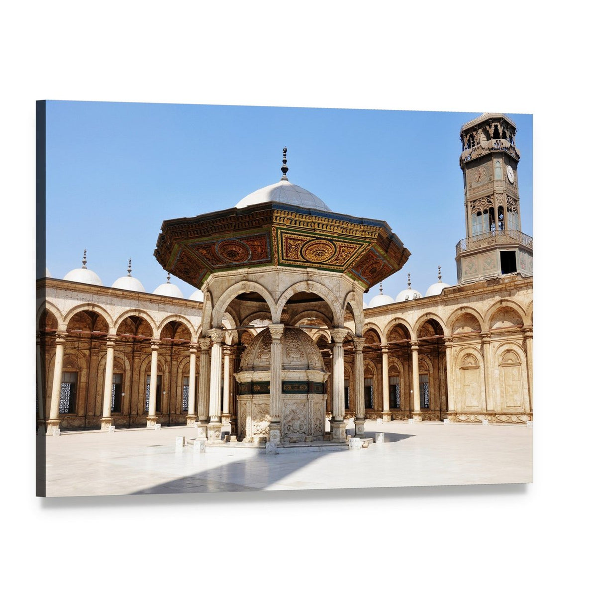 Omayyad Mosque Courtyard Canvas Wall Art, single panel gallery wrapped canvas, angled product view