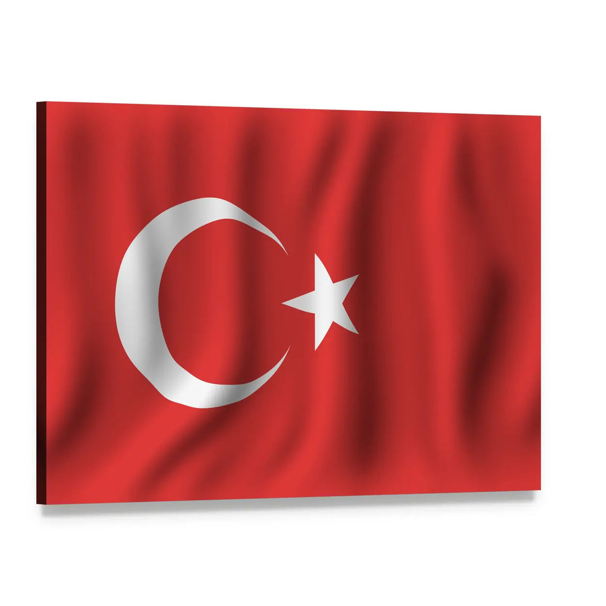 Waving Turkish Flag Canvas Wall Art, single panel gallery wrapped canvas, angled product view