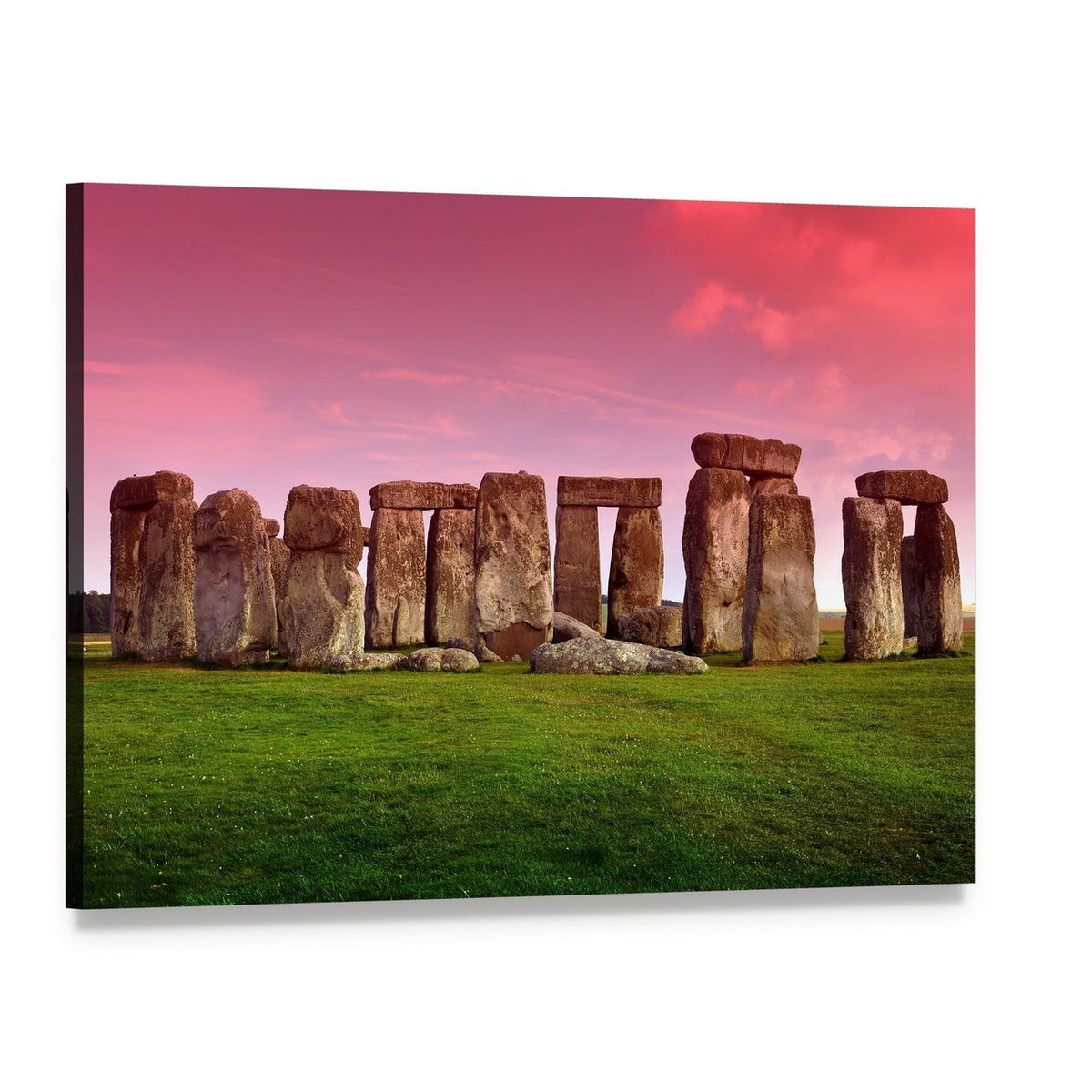 Stonehenge at Sunset Canvas Wall Art, single panel gallery wrapped canvas, angled product view