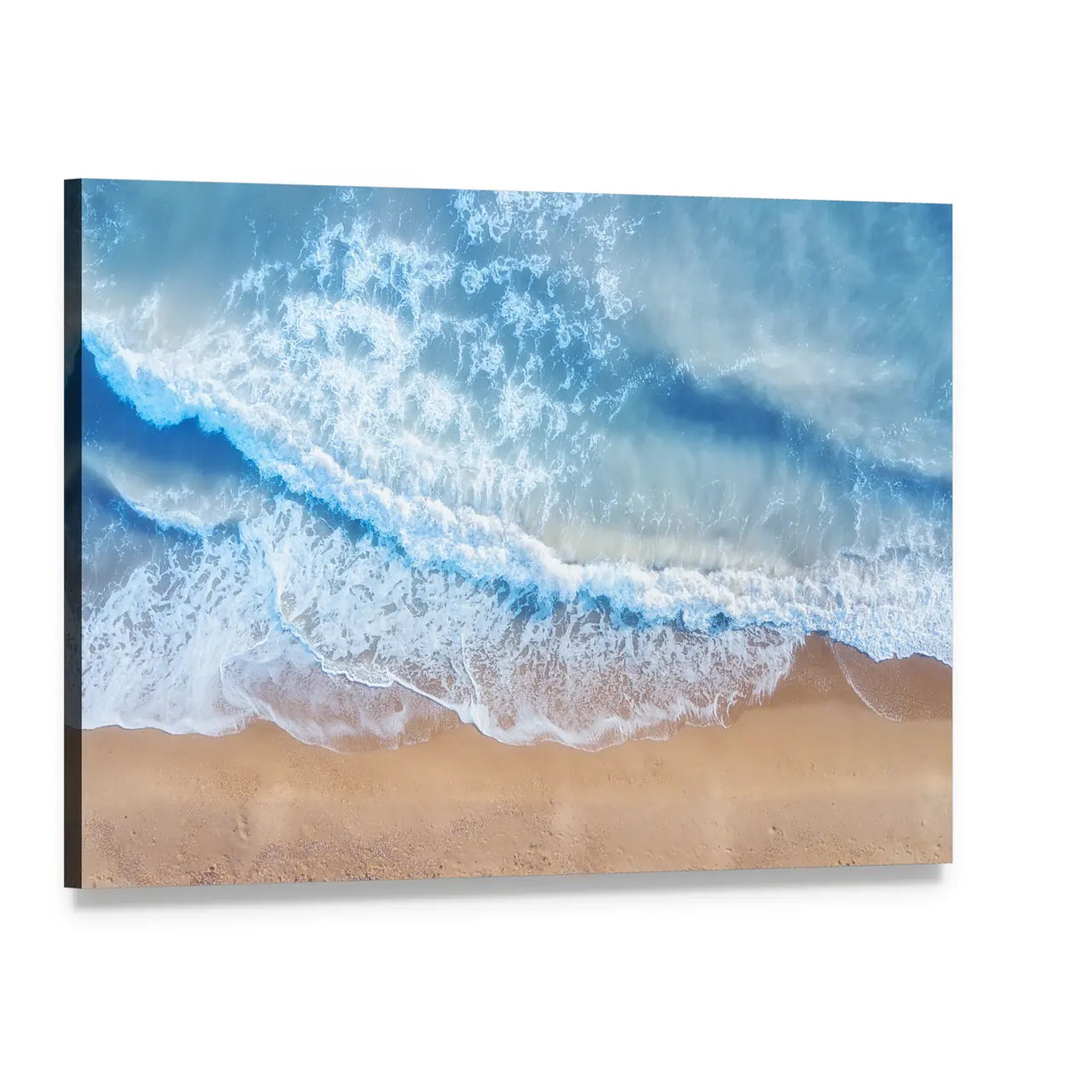 Beach And Waves From Top Canvas Wall Art, single panel gallery wrapped canvas, angled product view