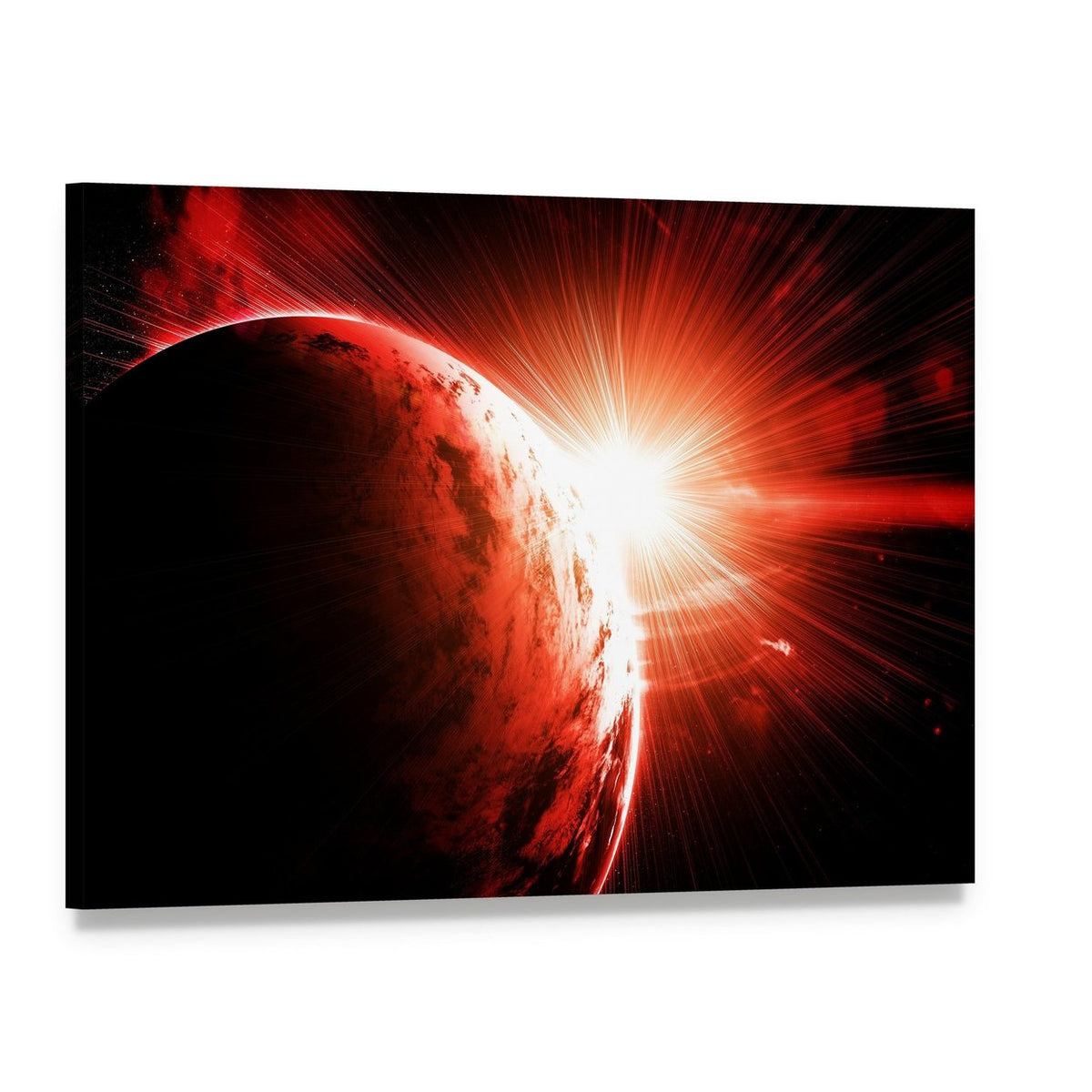 Red Gasy Planet with Its Star Canvas Wall Art, single panel gallery wrapped canvas, angled product view