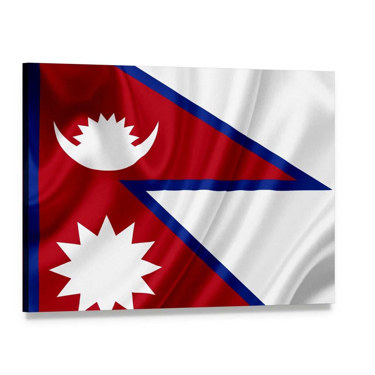 Waving Nepal Flag Canvas Wall Art, single panel gallery wrapped canvas, angled product view
