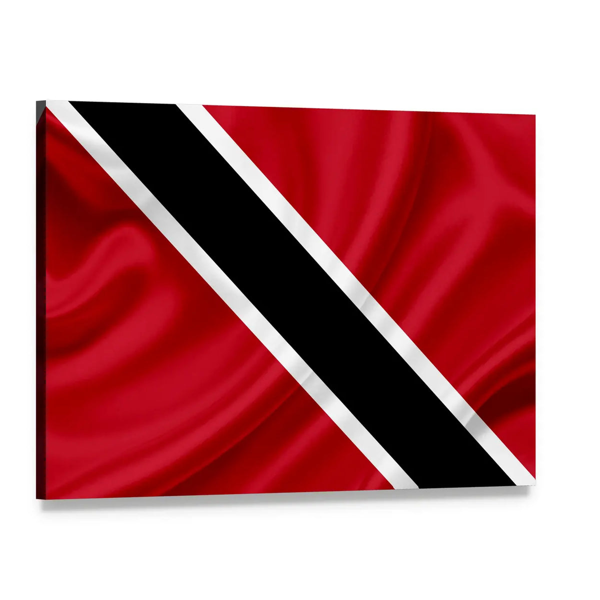 Waving Trinidad and Tobago Flag Canvas Wall Art, single panel gallery wrapped canvas, angled product view