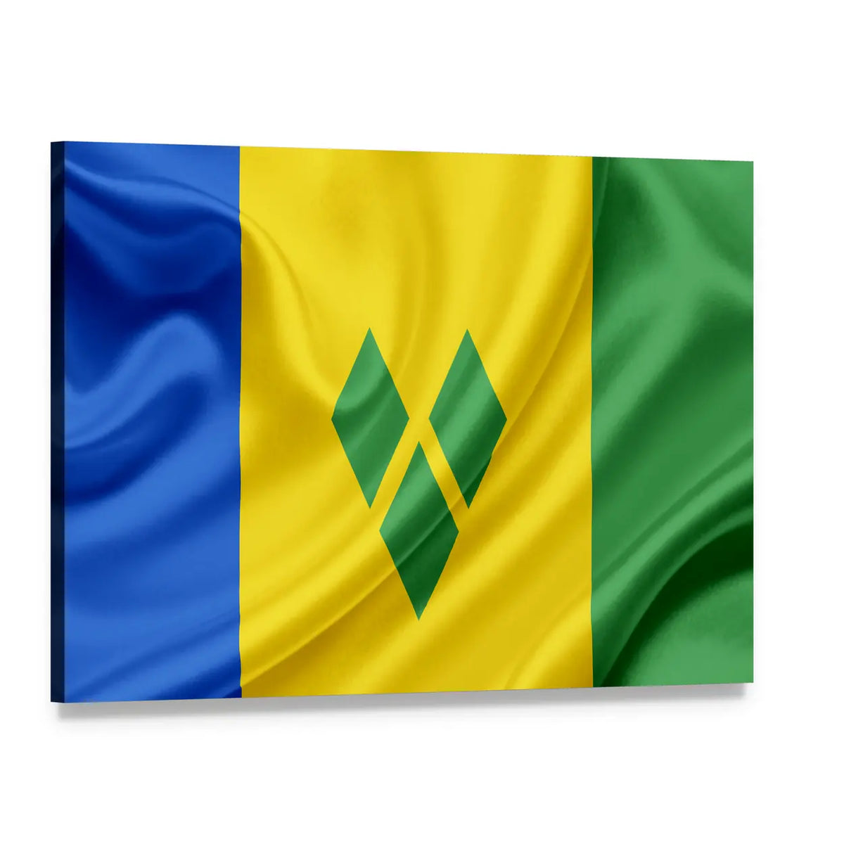 Saint Vincent and the Grenadines Flag Canvas Wall Art, single panel gallery wrapped canvas, angled product view