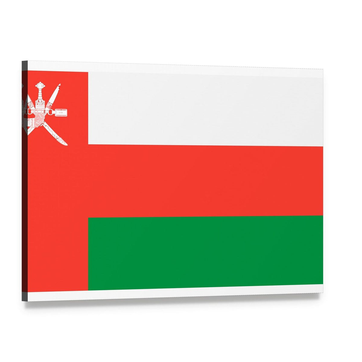 Oman Flag Canvas Wall Art, single panel gallery wrapped canvas, angled product view