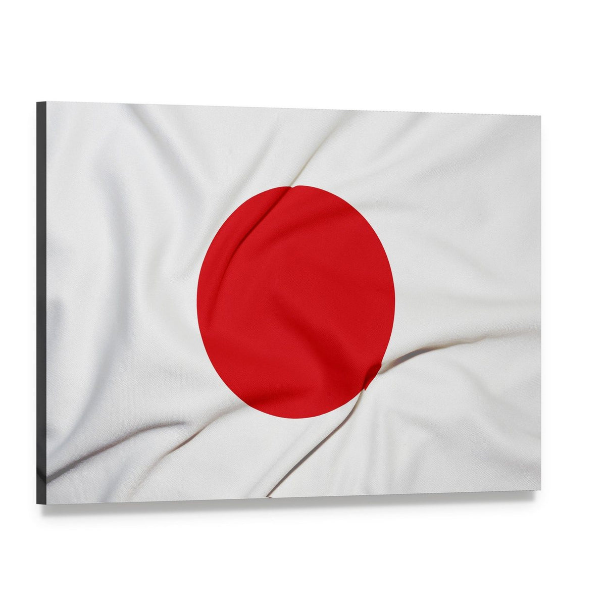 Japanese Flag with Fabric Folds Canvas Wall Art, single panel gallery wrapped canvas, angled product view